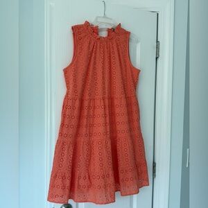Women’s ' Sleeveless Eyelet Dress - Peach